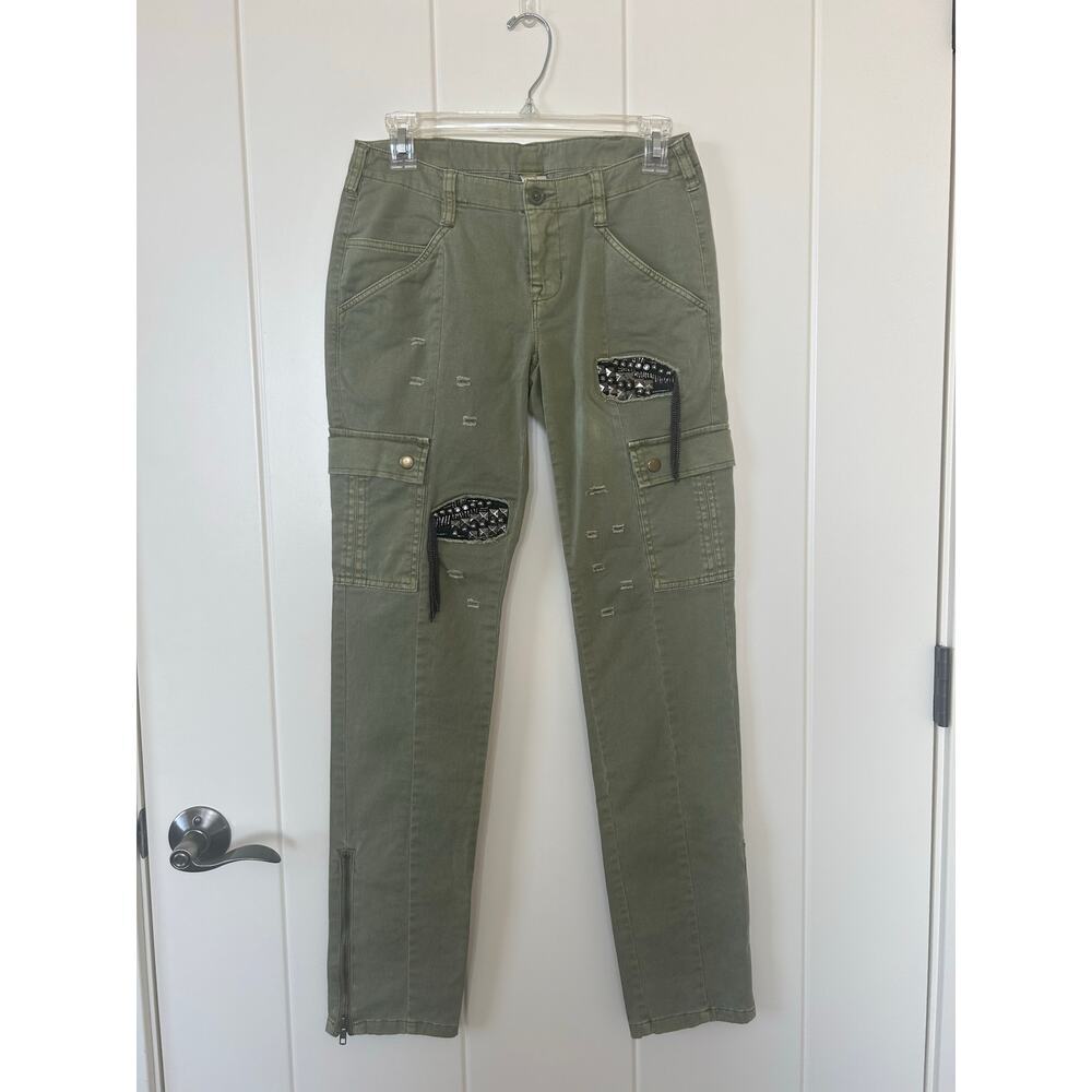 London Jean Olive Green Skinny Embellished Cargo Pants Size 0